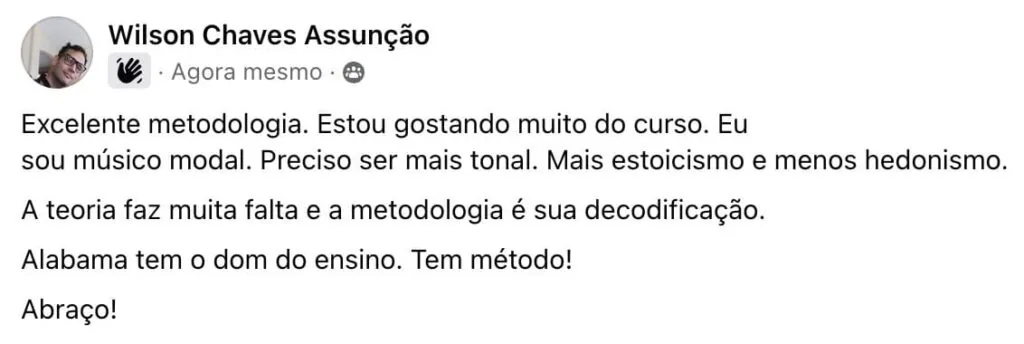 Print original do depoimento de aluno 14