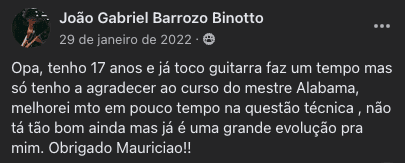 Print original do depoimento de aluno 18